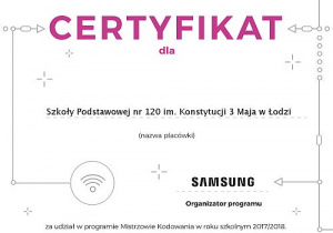 certyfikat Mistrzowie Kodowania Samsung